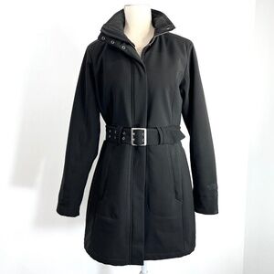 North Face Black Hayden Belted Soft Shell Parka Trench RARE